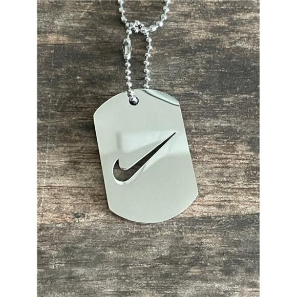 NEW Nike SILVER NECKLACE Stainless Steel 24" CHAIN DOGTAG ADJUSTER SWOOSH - Picture 4 of 11